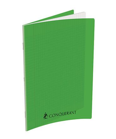 CONQUERANT Cahier 24x32cm Grands Carreaux Seyès 192 Pages Agrafées Polypro Vert