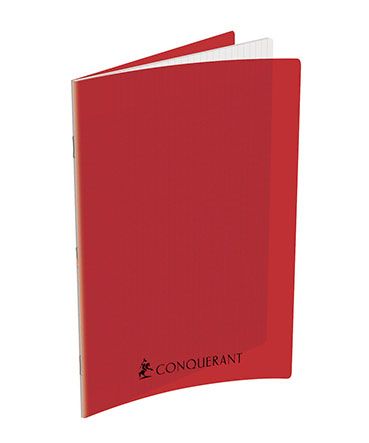 CONQUERANT Cahier 24x32cm Grands Carreaux Seyès 192 Pages Agrafées Polypro Rouge