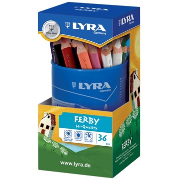 LYRA Ferby - Pot rond plastique de 36 crayons de couleurs - non filmé (PEFC)