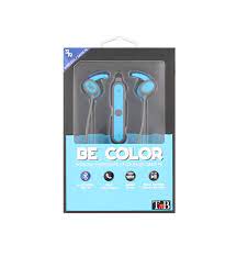 BE COLOR - écouteurs Bluetooth ergonomiques avec micro universel - bleu/gris