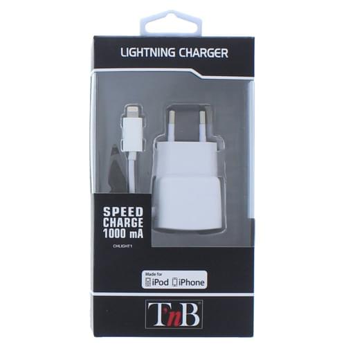 Chargeur secteur USB 1A + câble USB/lightning pour iPhone 5-6-7-8-8+-X/iPod Nano