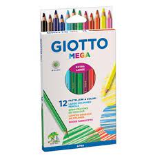 Giotto Mega - Etui carton avec accroche 12 crayons de couleur  (PEFC)
