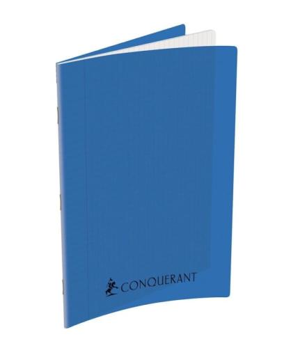 CONQUERANT Cahier A4 Grands Carreaux Seyès 192 Pages Agrafées Polypro Bleu
