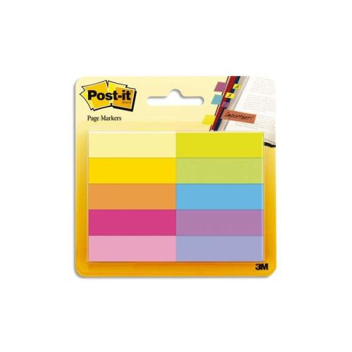 Marque-pages Post-it® en papier,  10 blocs de 50 feuilles, couleurs assorties