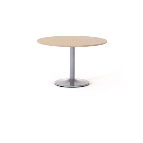 Table ronde ø 120 cm - plateau décor chêne clair piétement central finition gris