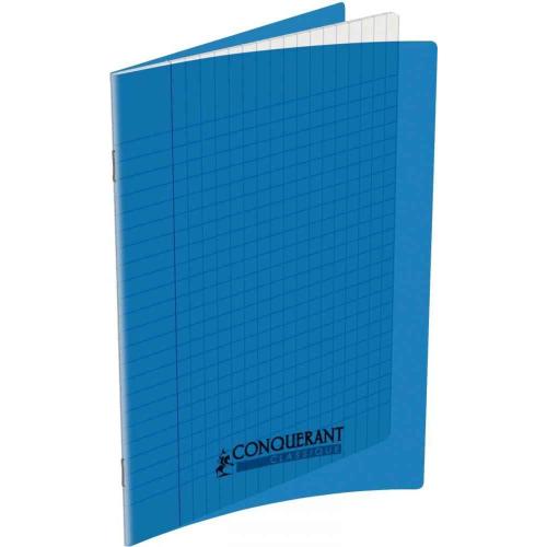 CONQUERANT Cahier Classique 17x22cm Grands Carreaux Seyès 192 Pages Polypro Bleu