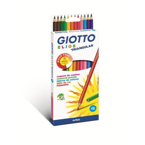 Giotto Elios Wood Free - Etui carton avec accroche de 12 crayons de couleur