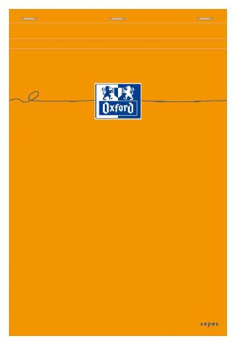OXFORD Bloc-Notes Orange A4 Grands Carreaux Seyès 80 Feuilles Agrafées Couvertur