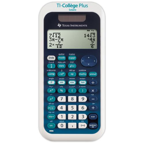Calculatrice scientifique Texas Instruments - Collège - TI-Collège Plus Solaire