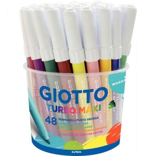 Giotto Turbo Maxi - Pot plastique 48 feutres ultra lavables (12 coul x 4)