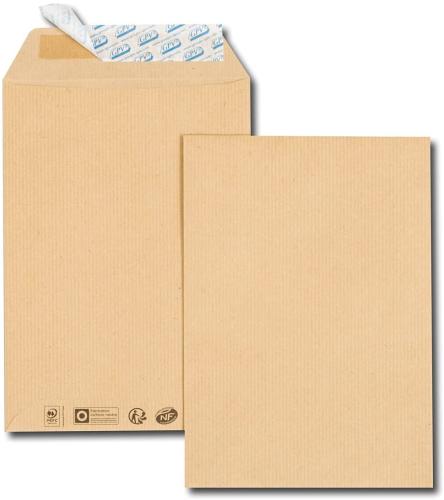 Paquet de 50 pochettes kraft brun 24 260x330 90 g/m² bande de protection