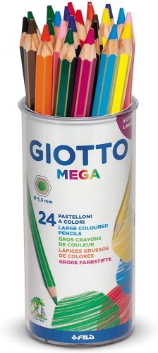 Giotto Mega - Pot 24 crayons de couleur (12 coul x 2)  (PEFC)