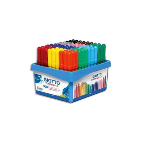 Schoolpack de 108 feutres GIOTTO Turbo Maxi couleurs assorties