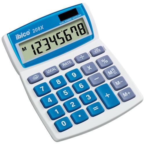 Calculatrice de bureau Ibico 208X - Grandes touches - LCD 8 chiffres - Fonction