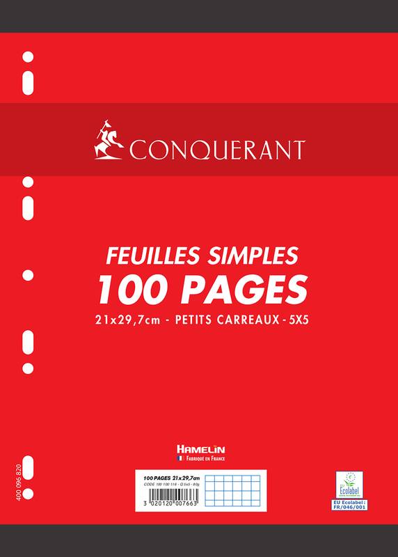 Copie double Conquérant - A4 - blanche - quadrillée - paquet de 100 copies