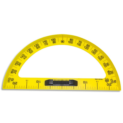 Rapporteur plastique incassable jaune gradué 180° - 50 cm (cm et radius) avec po