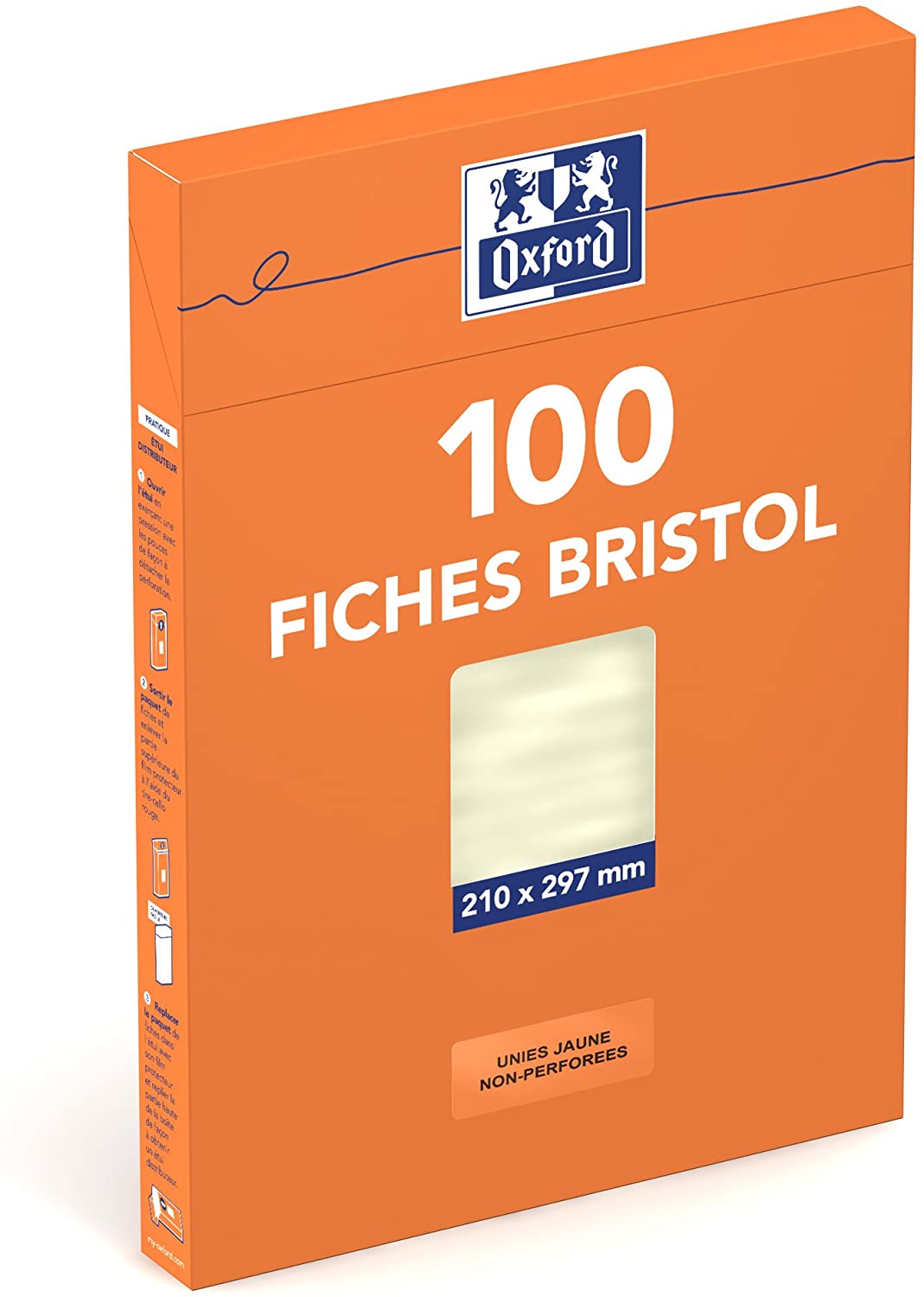 OXFORD Bloc de Fiches Bristol A4 Uni 100 Fiches Jaunes Etui Cartonné :  : Fournitures de bureau