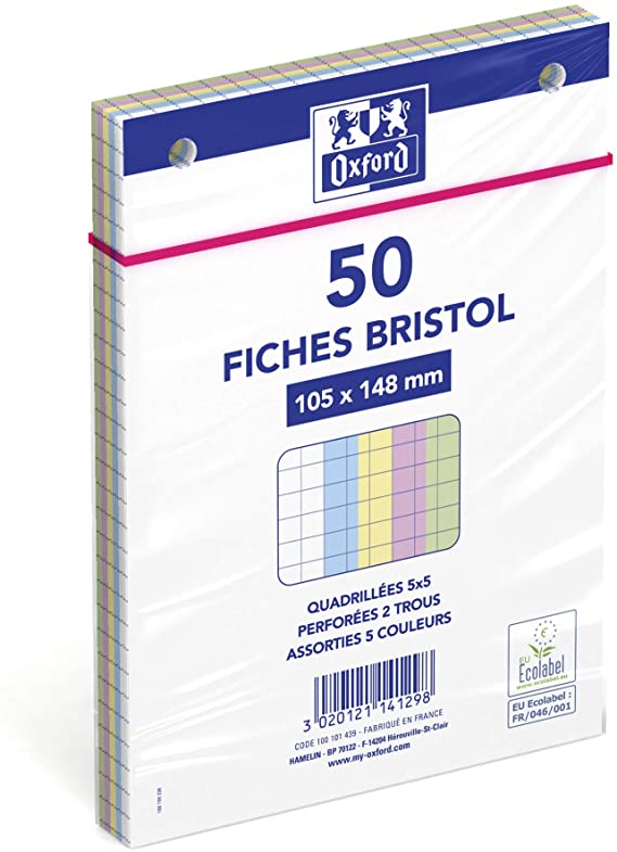 Bloc fiches bristol perforées A4 210x297 Q5 Oxford - Intermarché