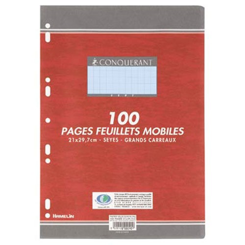 CONQUERANT Feuilles Simples A4 Grands Carreaux Seyès 100 Pages Sous Film  Bleues,Copies simples & doubles