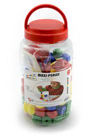 Perles en plastique format maxi - Avec lacets - 4 couleurs - 3 formes - 75 pièce