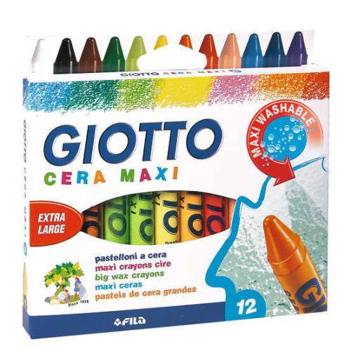Giotto Cera Maxi - Etui carton 12 crayons cire avec accroche