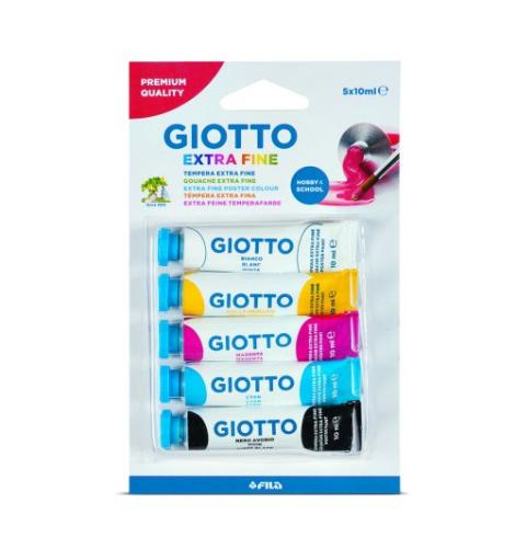 Giotto Gouache extra-fine - Blister 5 tubes 10ml couleurs primaires
