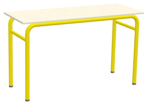 TABLE SCOLAIRE ABCD 2 PLACES TAILLE 6 JAUNE MEL19/ABS 130X50X19