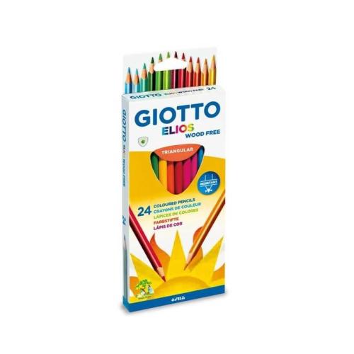 Giotto Elios Wood Free - Etui carton avec accroche de 24 crayons de couleur