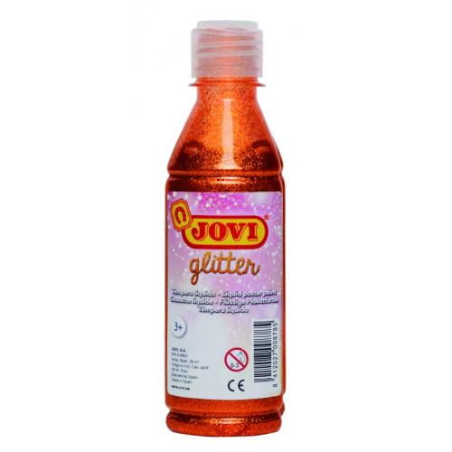 JOVI GOUACHE LIQUIDE GLITTER bouteille  de 250 ml. Couleur Orange