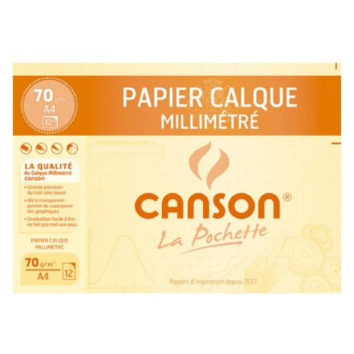 POCH 12FL  CALQUE MILLIMETRE CANSON®  A4 70/75G