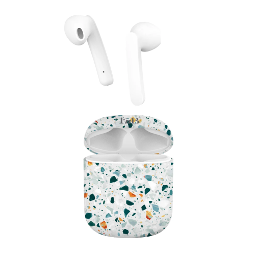 XCLUSIV' - Écouteurs TWS Terrazzo  avec boîtier de charge - bleu et blanc